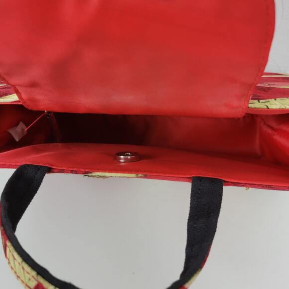 Modella Womens Handbag 11.5" x 8 Red Asian Motif Sequined Double Strap - Picture 2 of 15